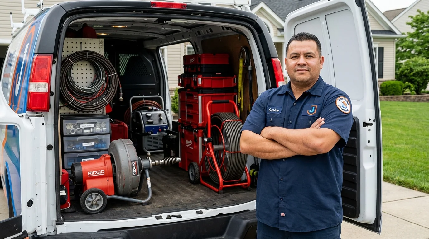 Professional drain cleaning equipment and Johns Plumbing LLC plumber in Patterson